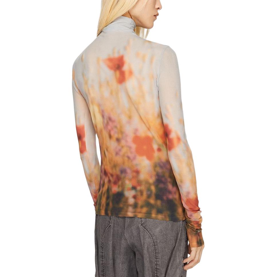 Shop (Women) Acne Studios  Retro Oil Painting High-Neck Long-Sleeve Tee SS24 Multi-color AL0391-AM4