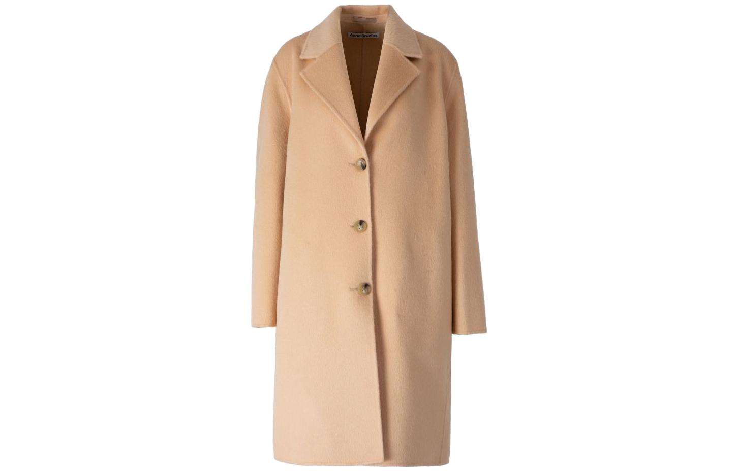 (Women) Acne Studios  Single-Breasted Khaki Mid-Length Coat. A90525-AE2