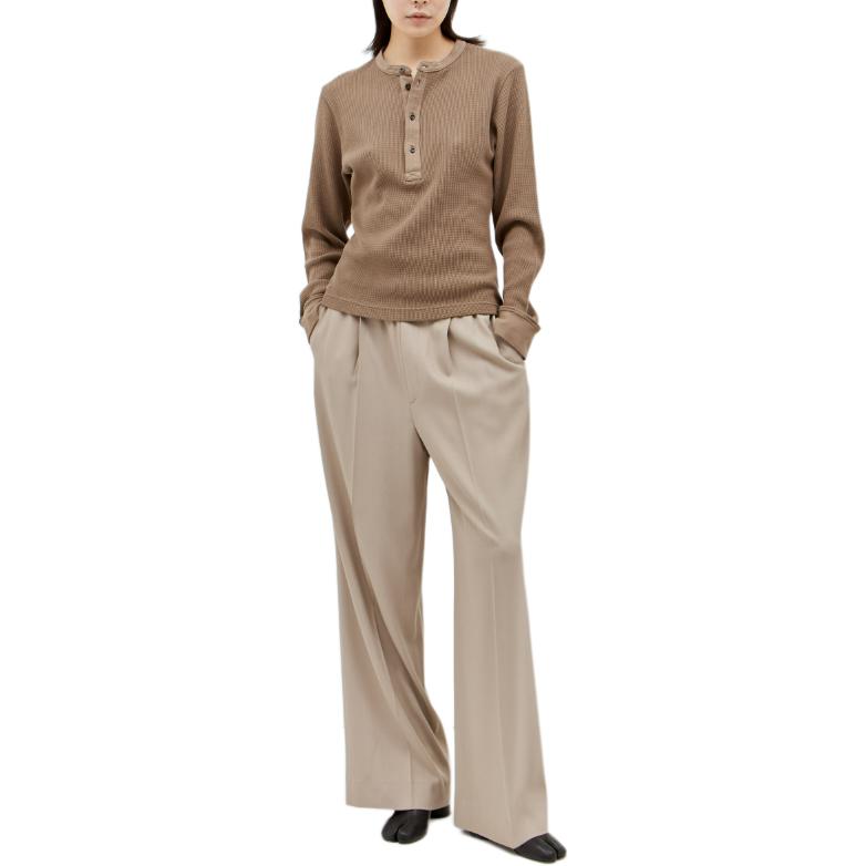 (Women) Acne Studios  Slim Fit Buttoned Long Sleeve Polo Shirt Brown CL0263-DIA