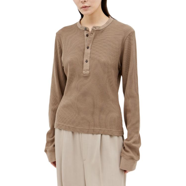 Lookbook (W) Acne Studios Polo Manga Larga Ajustada con Botones Marrón. CL0263-DIA