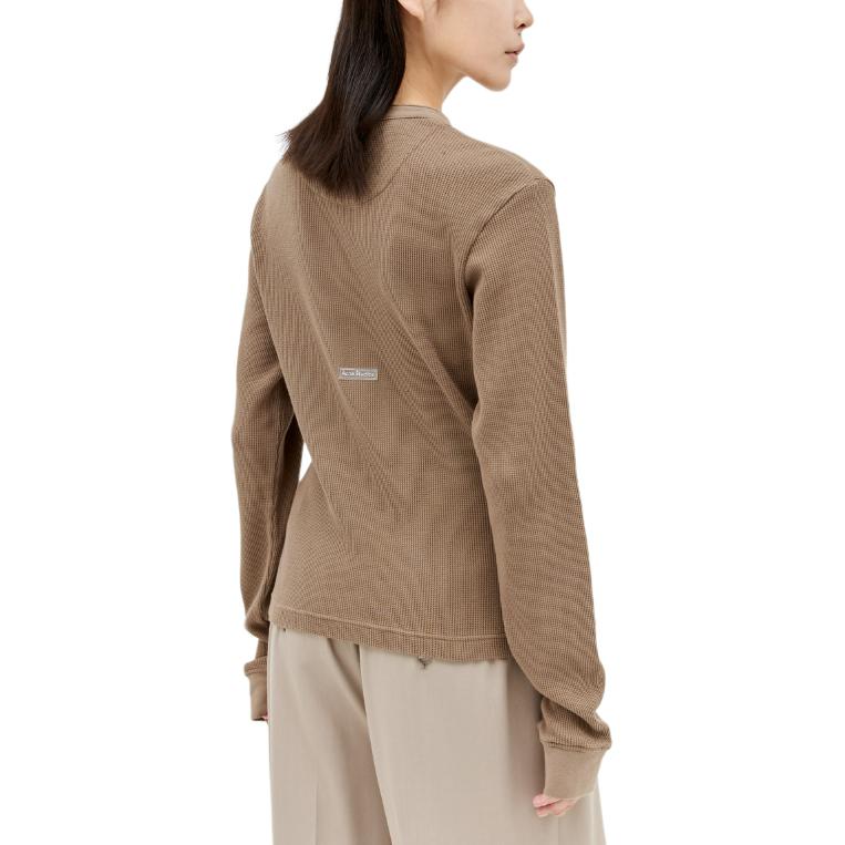 Shop (W) Acne Studios Polo Manga Larga Ajustada con Botones Marrón. CL0263-DIA