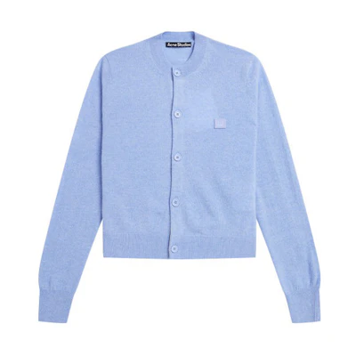 (Women) Acne Studios SS22 Logo Wool Knit Cardigan Sweater Blue Mix. A60280-CS3