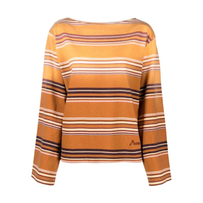 (Women) Acne Studios Striped Ombre Rust Orange Long Sleeve Oversized T-Shirt. AL0269-ABY