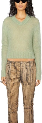 (W) Acne Studios V领马海毛羊毛混纺开衫 灰绿色. A60455-ABC Lookbook (W) Acne Studios V领马海毛羊毛混纺开衫 灰绿色. A60455-ABC