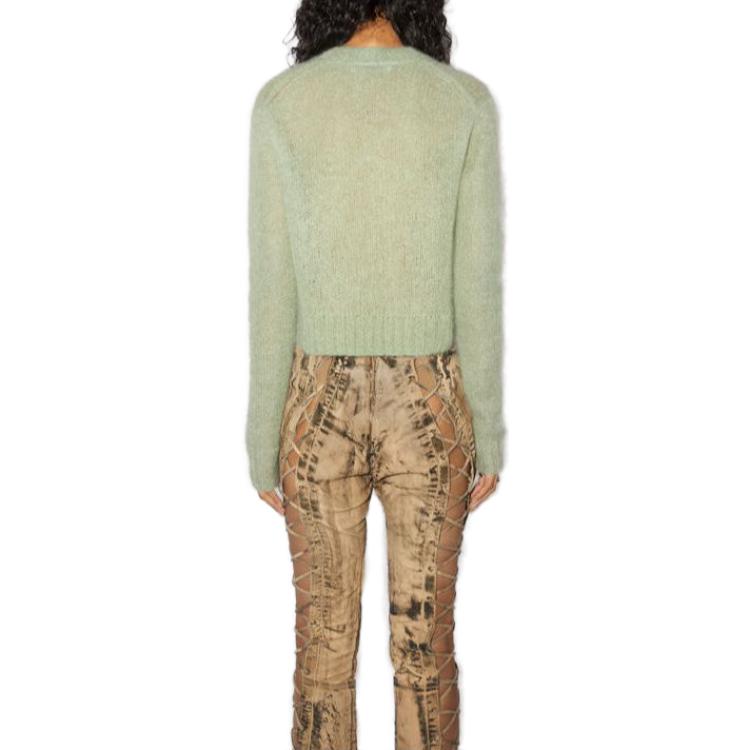 Shop (W) Cardigan de Punto Acne Studios de Mohair y Lana Gris-Verde con Escote en V. A60455-ABC