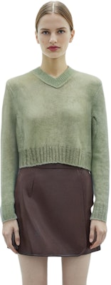 (W) Acne Studios V领马海毛羊毛混纺开衫 灰绿色. A60455-ABC Sizing (W) Acne Studios V领马海毛羊毛混纺开衫 灰绿色. A60455-ABC