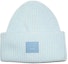 Buy (Women) Acne Studios Wool Beanie with Logo Decoration in Light Blue. C40135BOV