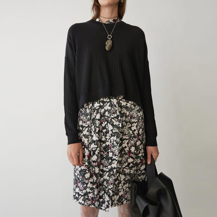 Lookbook (W) Acne Studios 黑色圆领针织毛衣 19Q156-900