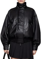 (Women) Acne Studios Black High-Neck Logo Jacket with Long Sleeves A90600-900 (Women) Acne Studios Black High-Neck Logo Jacket with Long Sleeves A90600-900