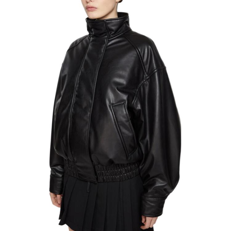 Purchase (W) Acne Studios黑色高领长袖Logo夹克 A90600-900