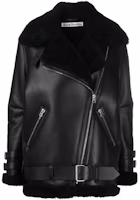 Order (W) Acne Studios 黑色皮革夾克搭配毛絨衣領。 A70079-VELOCITEBLACKBLACK