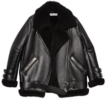 (Women) Acne Studios Black Leather Jacket with Shearling Collar A70079-Z32 (Women) Acne Studios Black Leather Jacket with Shearling Collar A70079-Z32