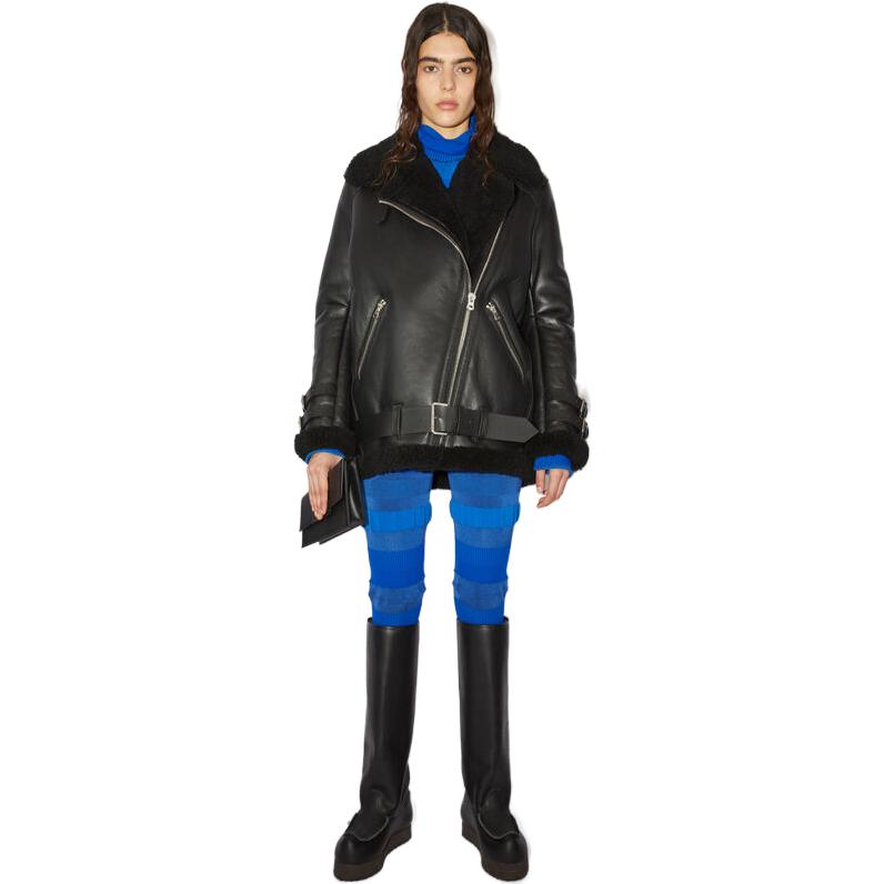 Lookbook (W) Acne Studios 黑色皮革外套搭配剪羊毛領 A70079-Z32