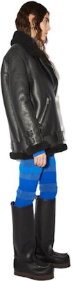(W) Acne Studios 黑色皮革外套搭配剪羊毛領 A70079-Z32 Purchase (W) Acne Studios 黑色皮革外套搭配剪羊毛領 A70079-Z32