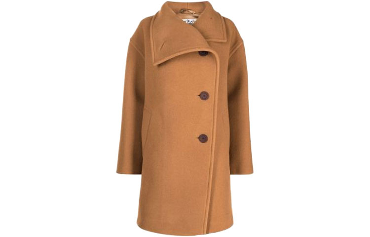 Order (W) Abrigo Marrón Acne Studios con Cuello Bufanda y Detalle de Logo. A90395-640