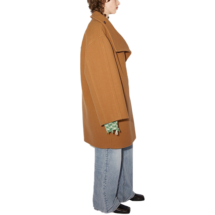 Purchase (W) Abrigo Marrón Acne Studios con Cuello Bufanda y Detalle de Logo. A90395-640