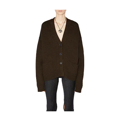 (Women) Acne Studios Brown V-Neck Oversized Knit Sweater A60336-CPZ