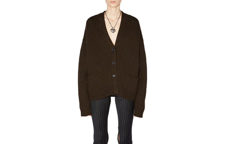 (Women) Acne Studios Brown V-Neck Oversized Knit Sweater A60336-CPZ 圖 2