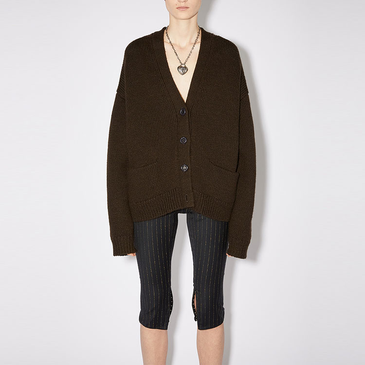 (Women) Acne Studios Brown V-Neck Oversized Knit Sweater A60336-CPZ 圖 3