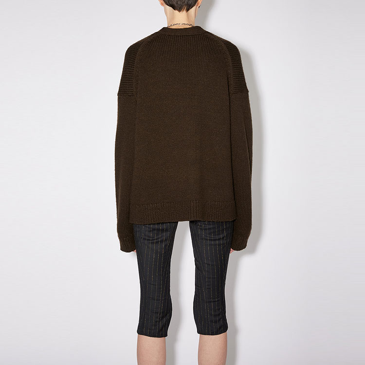 (Women) Acne Studios Brown V-Neck Oversized Knit Sweater A60336-CPZ 圖 4