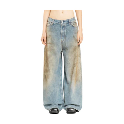 (Women) Acne Studios Dirtyfit Low Waist Baggy Washed Blue Straight-Leg Jeans Women POIZON240621181