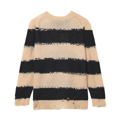 (Women) Acne Studios Distressed Striped Sweater Black A60209-CHI