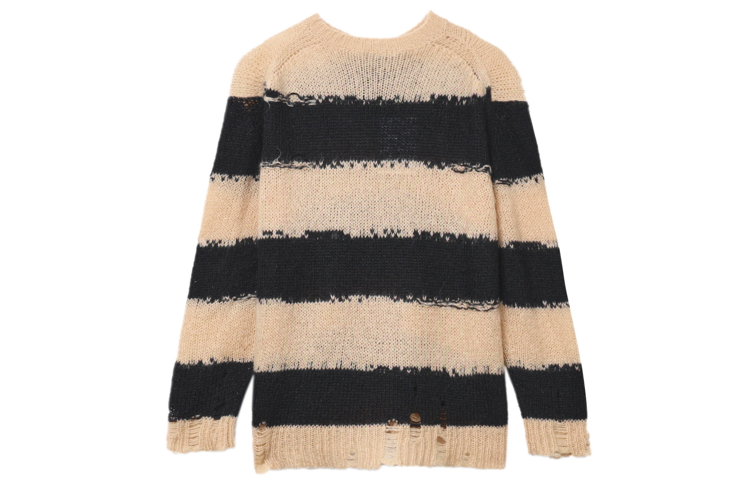 Order (W) Acne Studios Sweater Hitam Berbelang & Distressed. A60209-CHI