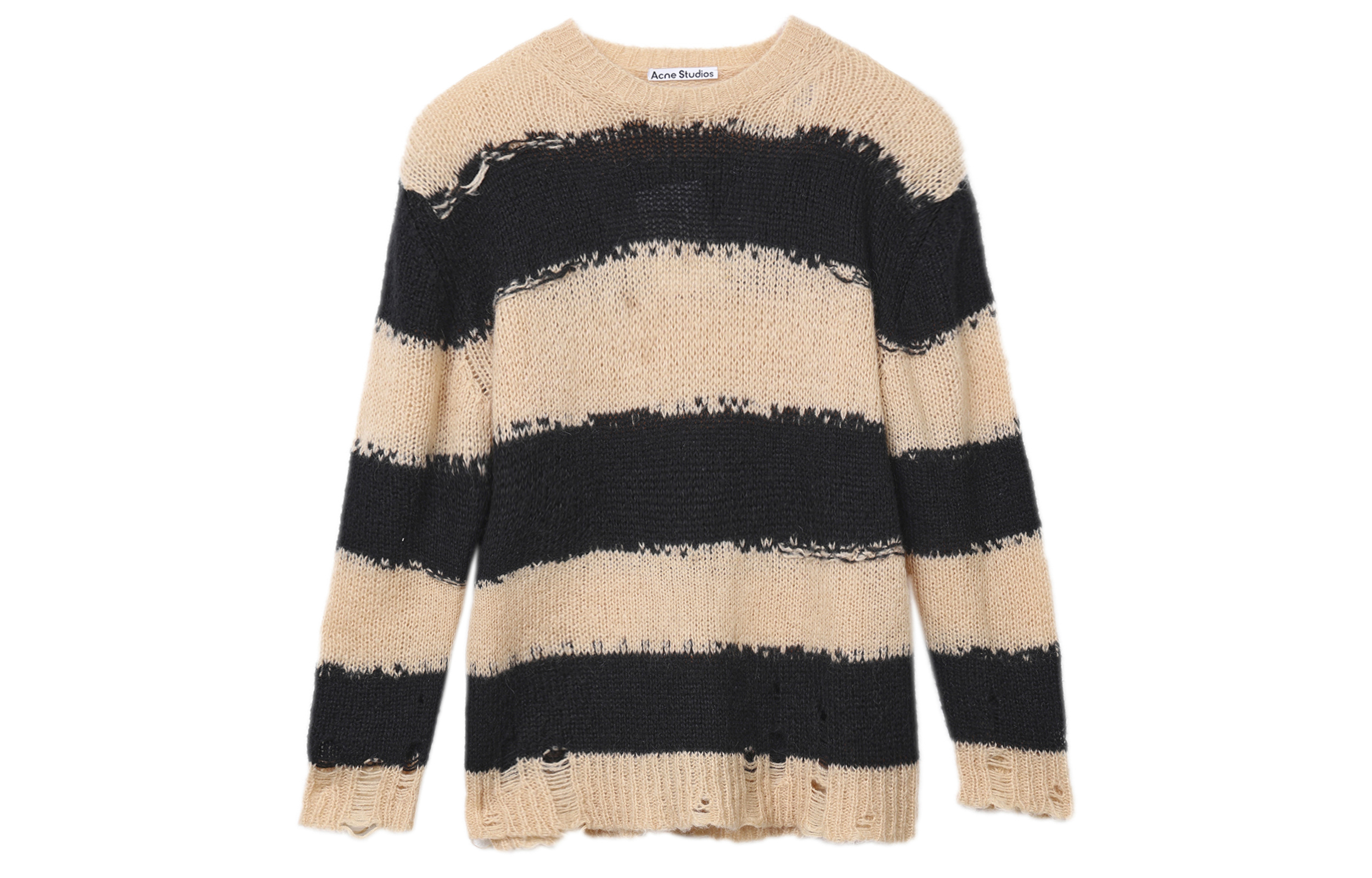 Lookbook (W) Acne Studios Sweater Hitam Berbelang & Distressed. A60209-CHI