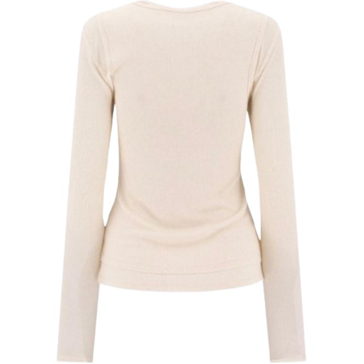 Lookbook (W) Acne Studios 双层长袖徽标T恤 米色 AL0435-AE9