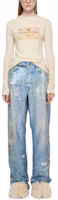 Shop (Women) Acne Studios Double-Layered Long Sleeve Logo T-Shirt Beige AL0435-AE9