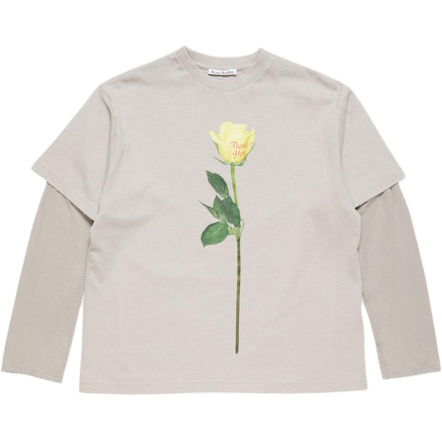 (Women) Acne Studios Floral Layered Oversized Long-Sleeve T-Shirt SS26. AL0515-AAB