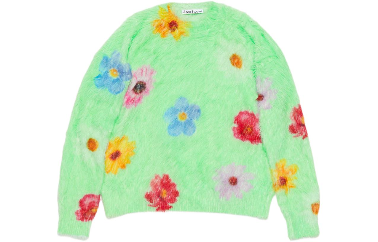 (Women) Acne Studios Floral Printed Fluffy Jumper  Green Pullover Sweater. A60494-CHE 圖 2