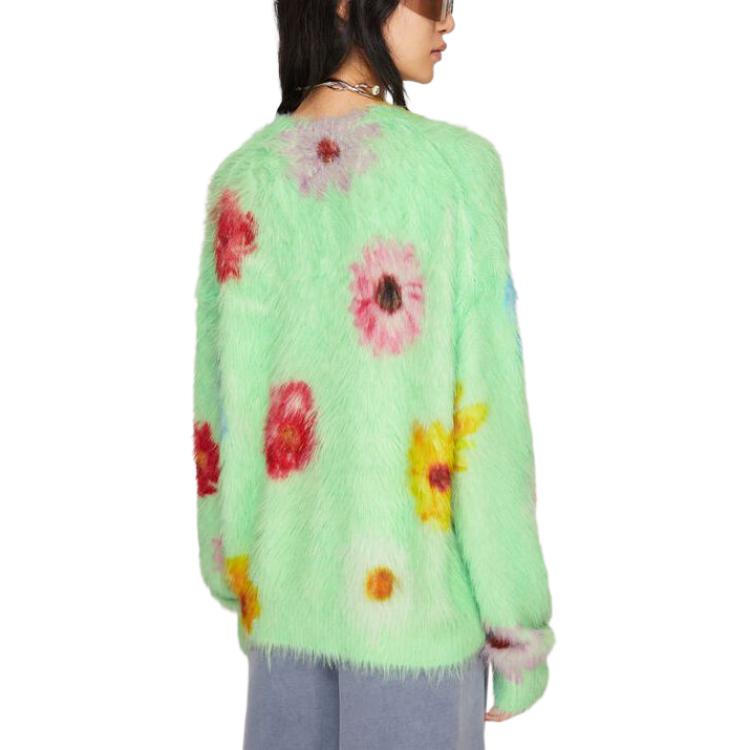 (Women) Acne Studios Floral Printed Fluffy Jumper  Green Pullover Sweater. A60494-CHE 圖 4
