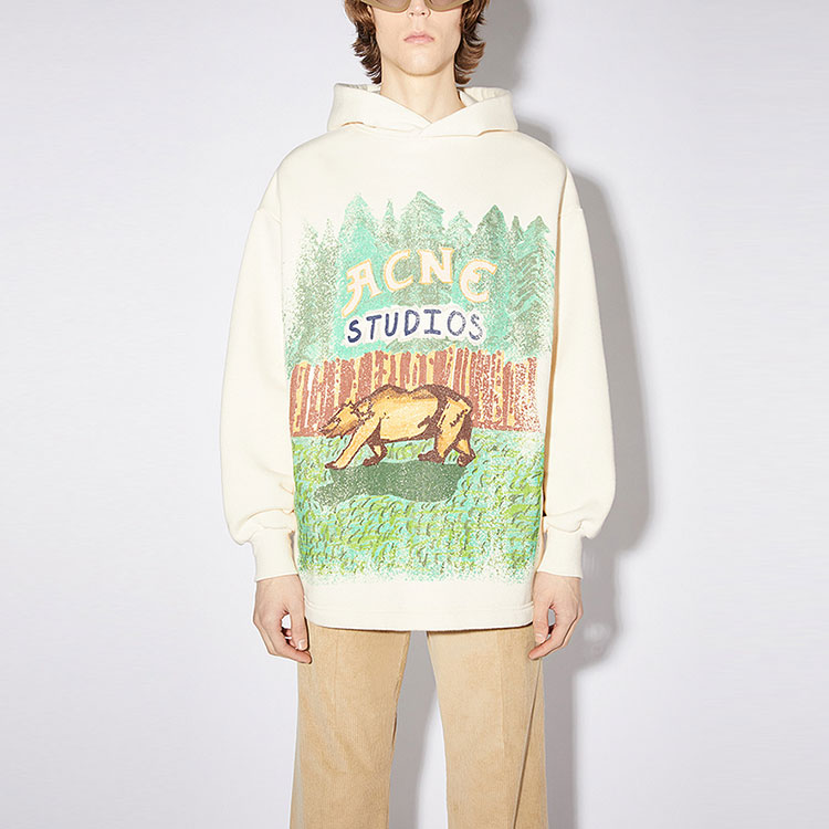 (Women) Acne Studios FW21 Beige Oversized Printed Cotton Hoodie. AI0105-BWA 圖 3