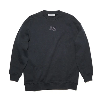 (Women) Acne Studios FW21 Black Embroidered Cotton Crewneck Sweatshirt AI0099-900