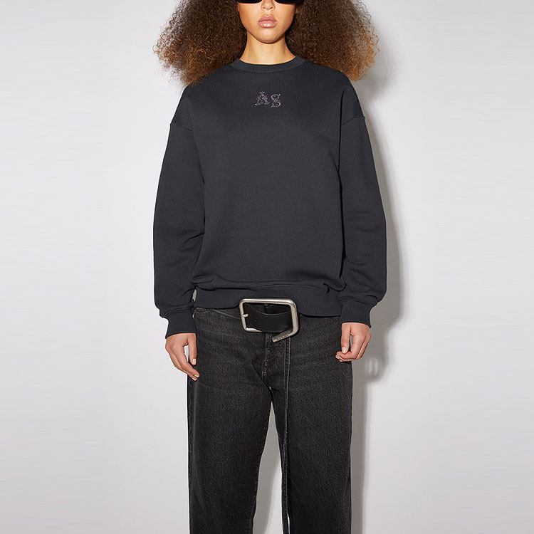 Lookbook (W) Acne Studios FW21 黑色刺繡棉質圓領長袖上衣 AI0099-900