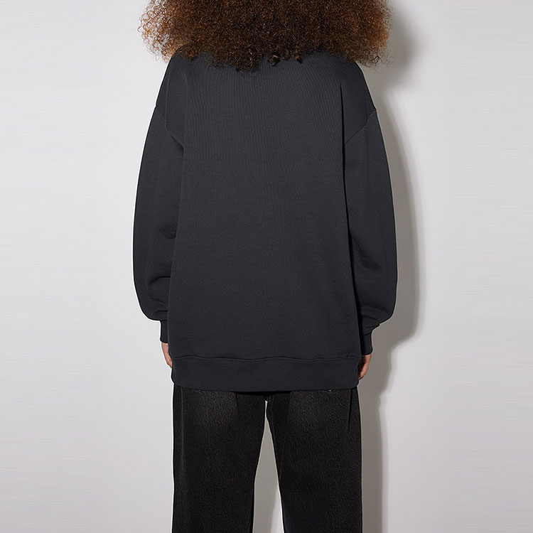 Shop (W) Acne Studios FW21 黑色刺繡棉質圓領長袖上衣 AI0099-900