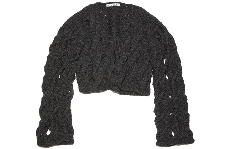 (Women) Acne Studios FW21 Black Knit Oversized Sheer Pullover Sweater A60310-AA2