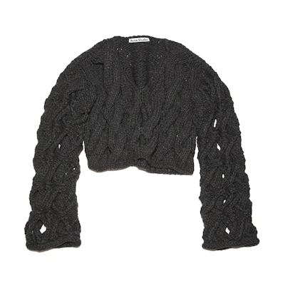 (Women) Acne Studios FW21 Black Knit Oversized Sheer Pullover Sweater A60310-AA2