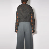 Shop (Women) Acne Studios FW21 Black Knit Oversized Sheer Pullover Sweater A60310-AA2