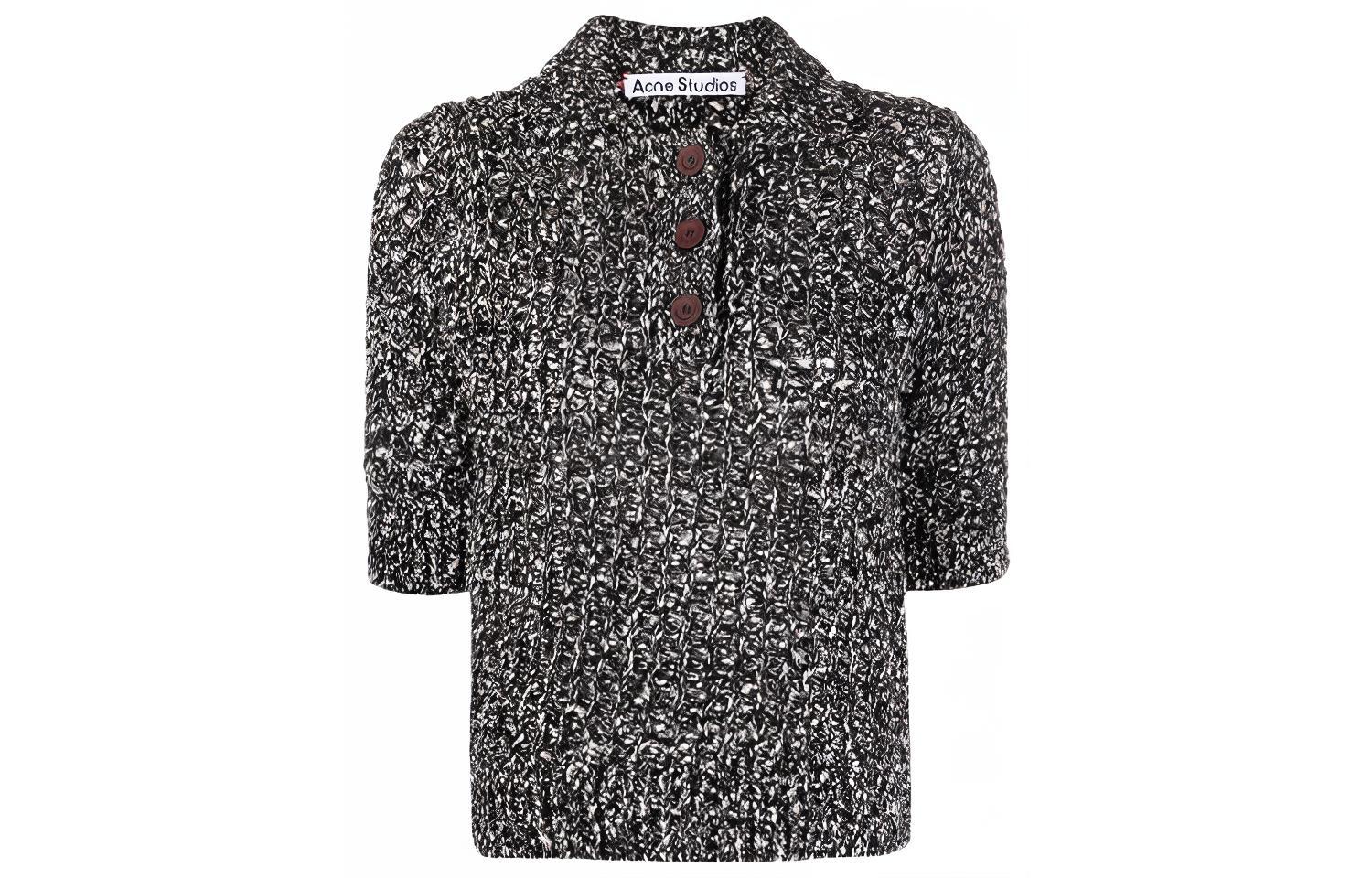 (Women) Acne Studios FW21 Black Knit Pullover Short Sleeve Sweater A60306-J83 圖 2