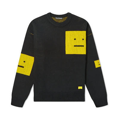 (Women) Acne Studios FW21 Black Wool Knit Pullover Sweater with Logo. C60033-BWX