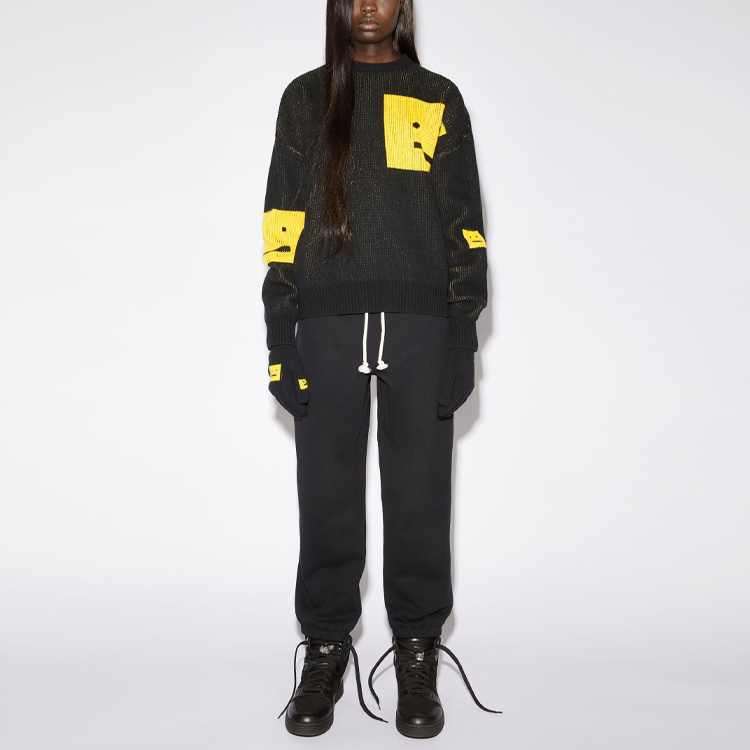 Lookbook (W) アクネ ストゥディオズ FW21 ブラック ウール ロゴ入りニットセーター. C60033-BWX