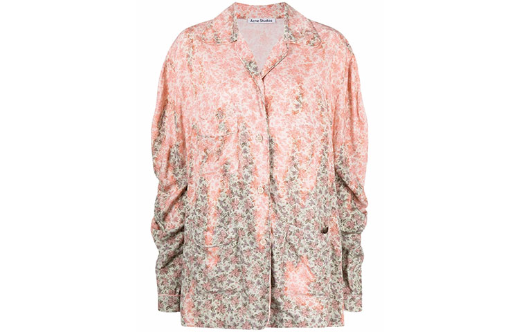 (Women) Acne Studios FW21 Bleached Effect Long Sleeve Shirt Pink Women AC0435-AV8