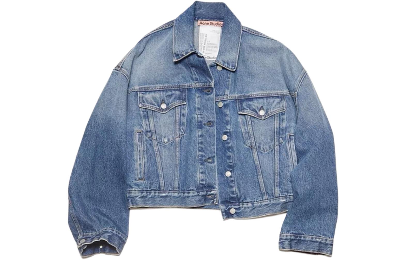 (Women) Acne Studios FW21 Blue Vintage Washed Denim Jacket Classic Oversized Fit A90390-863