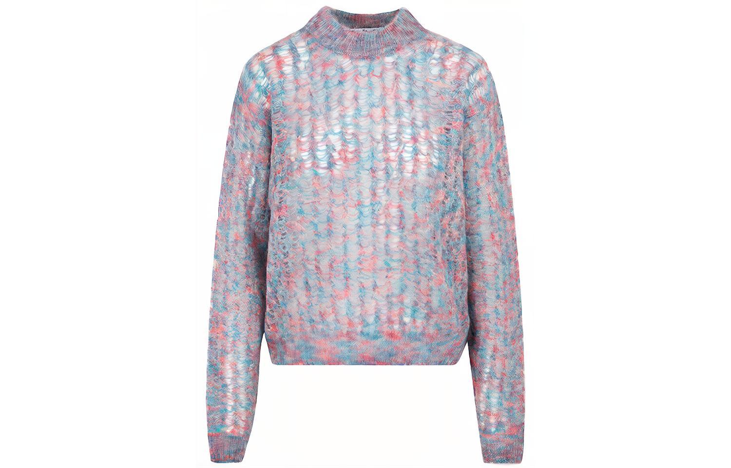 Order (Women) Acne Studios FW21 Cut-Out Knit Pullover Sweater Pink Blue. A60256-COG101