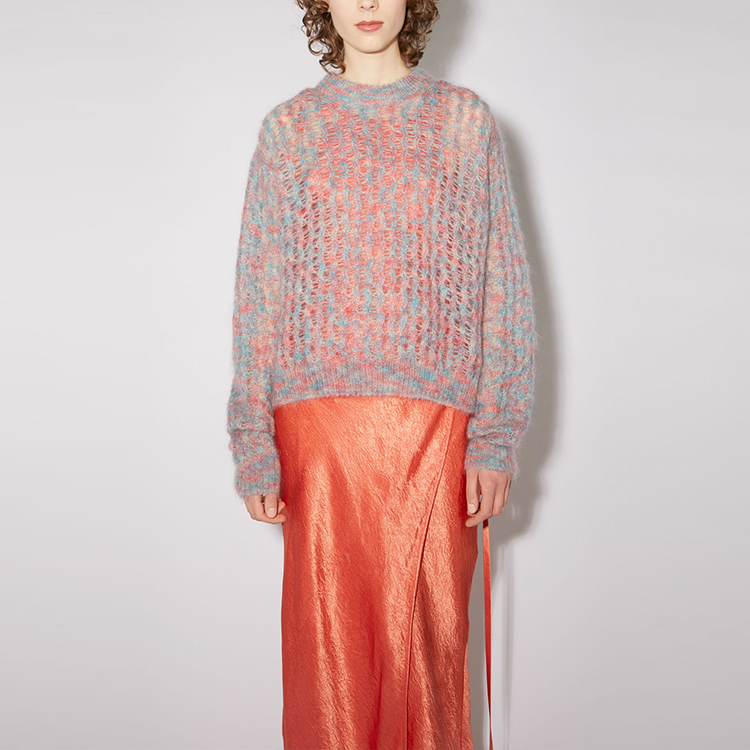 Lookbook (Women) Acne Studios FW21 Cut-Out Knit Pullover Sweater Pink Blue. A60256-COG101