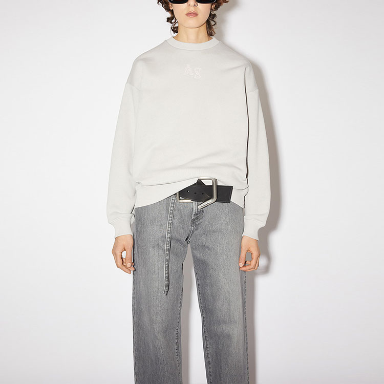 Lookbook (W) Acne Studios FW21 刺繡純棉女款圓領衫 冰藍色 AI0099-AQH