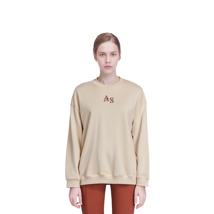 Sizing (W) Acne Studios FW21 刺繡標誌米色圓領長袖織衫 AI0099-AE9