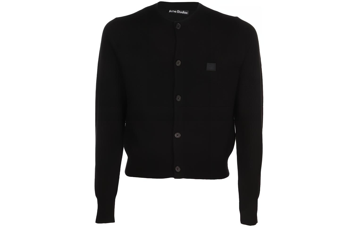 (Women) Acne Studios FW21 Face Wool Cardigan Sweater Black A60280-900